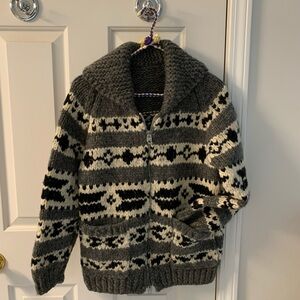 Cowichan style jacket; hand knit; very thick knit; worn once - like new